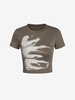 Abstract Patterned Graphic Baby Tee S Deep coffee