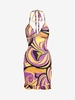 Abstract Print Backless Ruffle Hem Mini Dress M