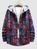 Abstract Print Contrast Hooded Shirt M Multi a