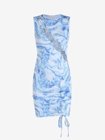Abstract Print Cut Out Cinched Mini Dress S Multi a