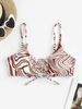 Abstract Print Ribbed Lace Up Bikini Top Xxl Coffee