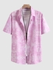 Abstract Print Short Sleeves Button Up Shirt Xxl Light pink