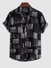Abstract Print Short Sleeves Shirt L Black