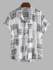 Abstract Print Short Sleeves Shirt L White