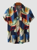 Abstract Print Vacation Short Sleeves Shirt 2xl Deep blue