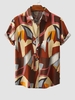 Abstract Print Vacation Short Sleeves Shirt 2xl Deep red