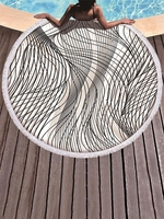 Abstract Wave Print Round Beach Towel