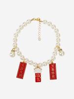Adjustable Faux Pearl Charm Pet Necklace