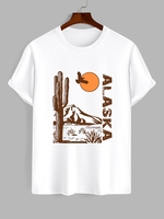 ALASKA Cactus Printed Short Sleeves T-shirt L White