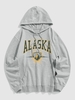 ALASKA Letter Printed Kangaroo Pocket Hoodie 2xl Gray
