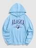 ALASKA Letter Printed Kangaroo Pocket Hoodie 2xl Light blue