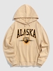 ALASKA Letter Printed Kangaroo Pocket Hoodie 2xl Light coffee