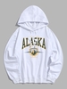 ALASKA Letter Printed Kangaroo Pocket Hoodie 2xl White
