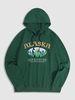 ALASKA Mountain Pattern Drawstring Hoodie L Deep green