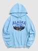 ALASKA Mountain Pattern Pullover Hoodie M Light blue
