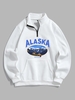 ALASKA Mountain Pattern Quater Zip Fleece-lined Sweatshirt L White