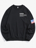 American Flag Letter Print Rib-knit Trim Sweatshirt 2xl Black