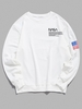American Flag Letter Print Rib-knit Trim Sweatshirt Xl White