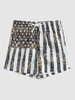 American Flag Print Drawstring Vacation Shorts 2xl Light gray