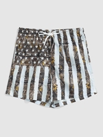 American Flag Print Drawstring Vacation Shorts Xl Light gray