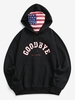 American Flag Print Slogan Fleece Mask Hoodie 2xl Black
