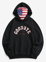 American Flag Print Slogan Fleece Mask Hoodie 2xl Black