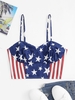 American Flag Smocked Crop Bralette Top M Blue