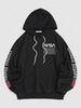 American Flag Text Print Hoodie S Black