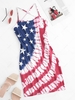 American Flag Tie Dye Lace Up Cami Dress L Red