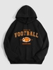 AMERICAN FOOTBALL Graphic Fleece Thermal Lined Vintage Pullover Hoodie L Black