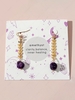 Amethyst Stone Arrows Shape Chain Pendant Earrings