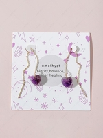 Amethyst Stone Heart Shaped Chain Earrings