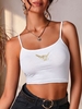 Angel Embroidered Basic Crop Top L White