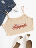 Angel Graphic Cropped Camisole M Light coffee