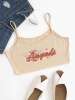 Angel Graphic Cropped Camisole M Light coffee