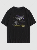 Angels Letters Print Graphic T-shirt 2xl Black