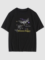 Angels Letters Print Graphic T-shirt S Black