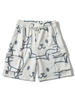 Animal Figure Multi-pocket Drawstring Shorts 2xl Warm white