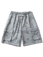Animal Figure Multi-pocket Drawstring Shorts L Gray