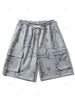 Animal Figure Multi-pocket Drawstring Shorts Xl Gray