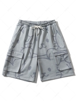 Animal Figure Multi-pocket Drawstring Shorts Xl Gray