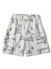 Animal Figure Multi-pocket Drawstring Shorts Xl Warm white