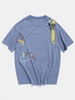 Animal Graffiti Graphic Basic T Shirt 4xl Silk blue