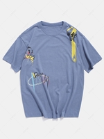 Animal Graffiti Graphic Basic T Shirt 4xl Silk blue