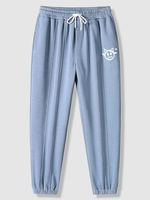 Animal Head Pattern Sweatpants Xl Light blue