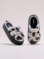 Animal Pattern Fleece Lined Thick Bottom Puffer Slippers
