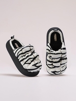 Animal Pattern Fleece Lined Thick Bottom Puffer Slippers