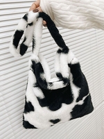 Animal Pattern Fluffy Faux Fur Shoulder Bag
