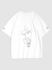 Anime Drawing Print Drop Shoulder T-shirt Xl White