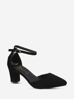 Ankle Strap Point Toe Chunky Heeled Pumps